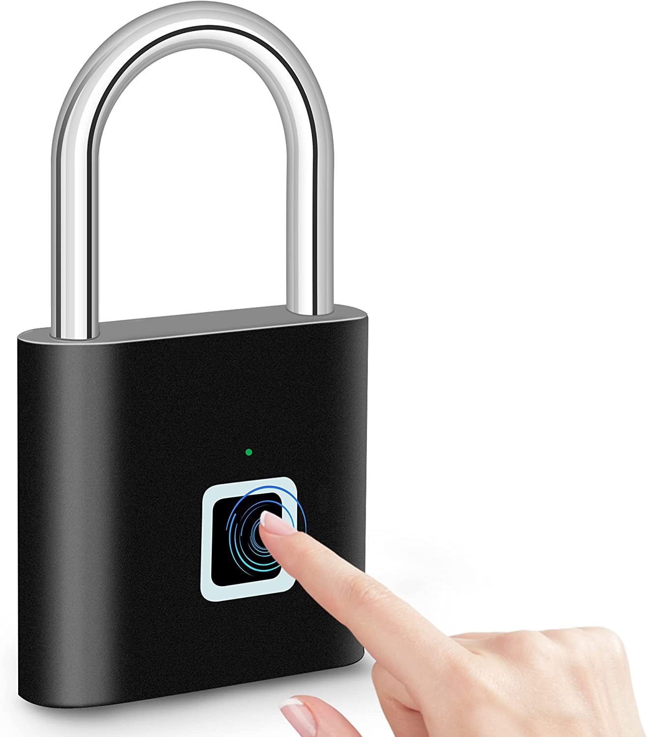 Fingerprint Padlock, Fingerprint Waterproof Keyless Anti-Theft, Security Digital Lock Portable for Locker, Gym, Door, Luggage, Suitcase, Handbags, Wardrobes,Black