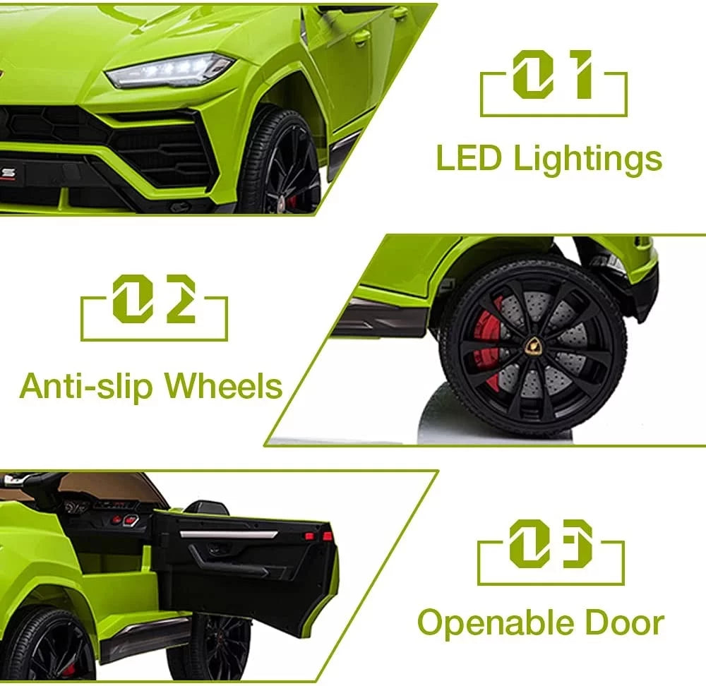 Lamborghini Urus 12V Electric Powered Ride on Car Toys for Girls Boys, Green Kids Electric Vehicles Ride on Toys with Remote Control, Foot Pedal, MP3 Player and LED Headlights, CL61